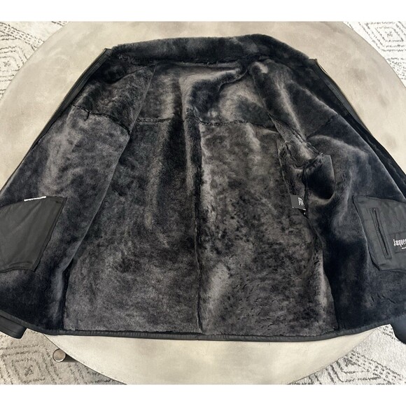 Men's Leather Winter Jacket 2XL Tall Black Jacques Duomor Faux Fur Lined - Picture 13 of 16